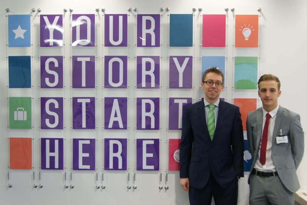 Finance Apprentice Alex Litwinko (right) and Dan Warren Finance Manager Product Development at Jaguar Land Rover (left).