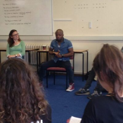 Nathaniel Morrison leading a student workshop.