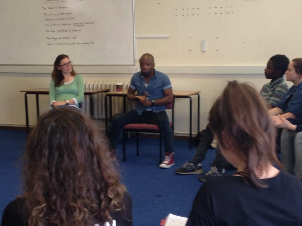 Nathaniel Morrison leading a student workshop.