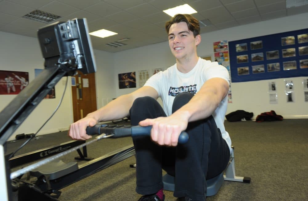 student on the rowing machine