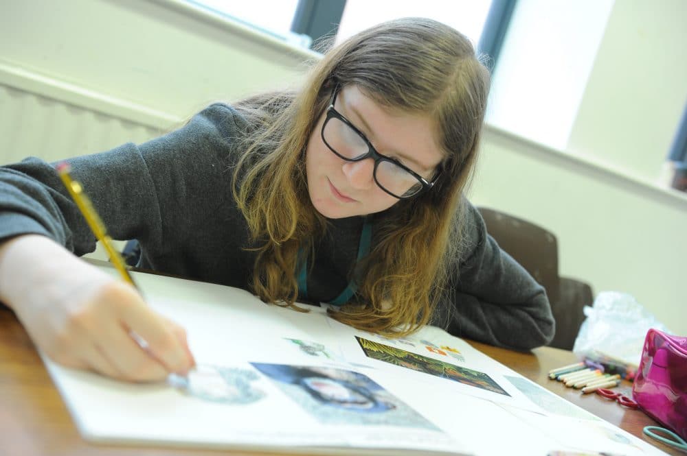 Art and design students doing drawing