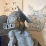 Papier-mâché elephant.
