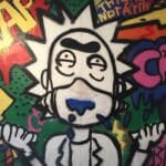 Spray painted cartoon character.
