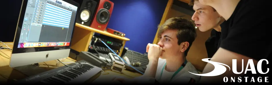 Music production work in recording studio.