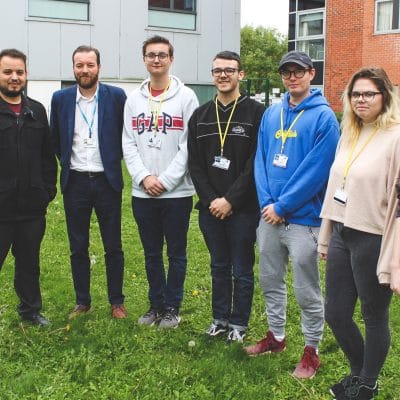 Filmmaker Ben Atkinson with Media students and lecturers