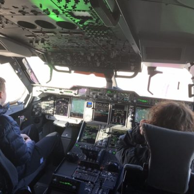 UPS students in cockpit