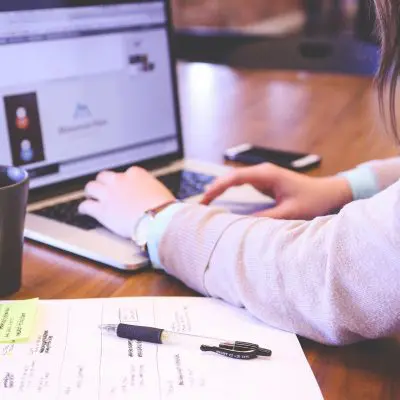 Woman studying at a laptop