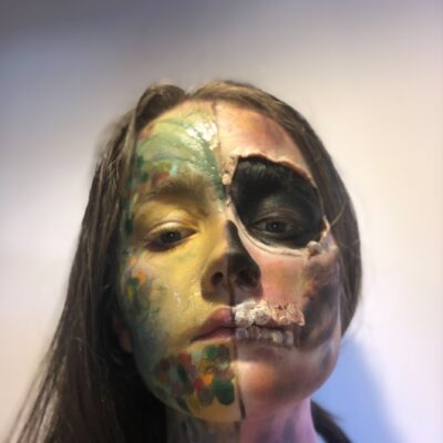 Student with two face make up look at Stratford-Upon-Avon College