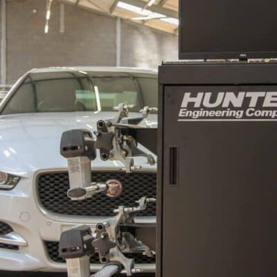 white car behind hunter equipment at Stratford-Upon-Avon College