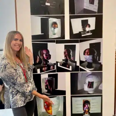 Eleanor displaying her work at stratford-upon-avon