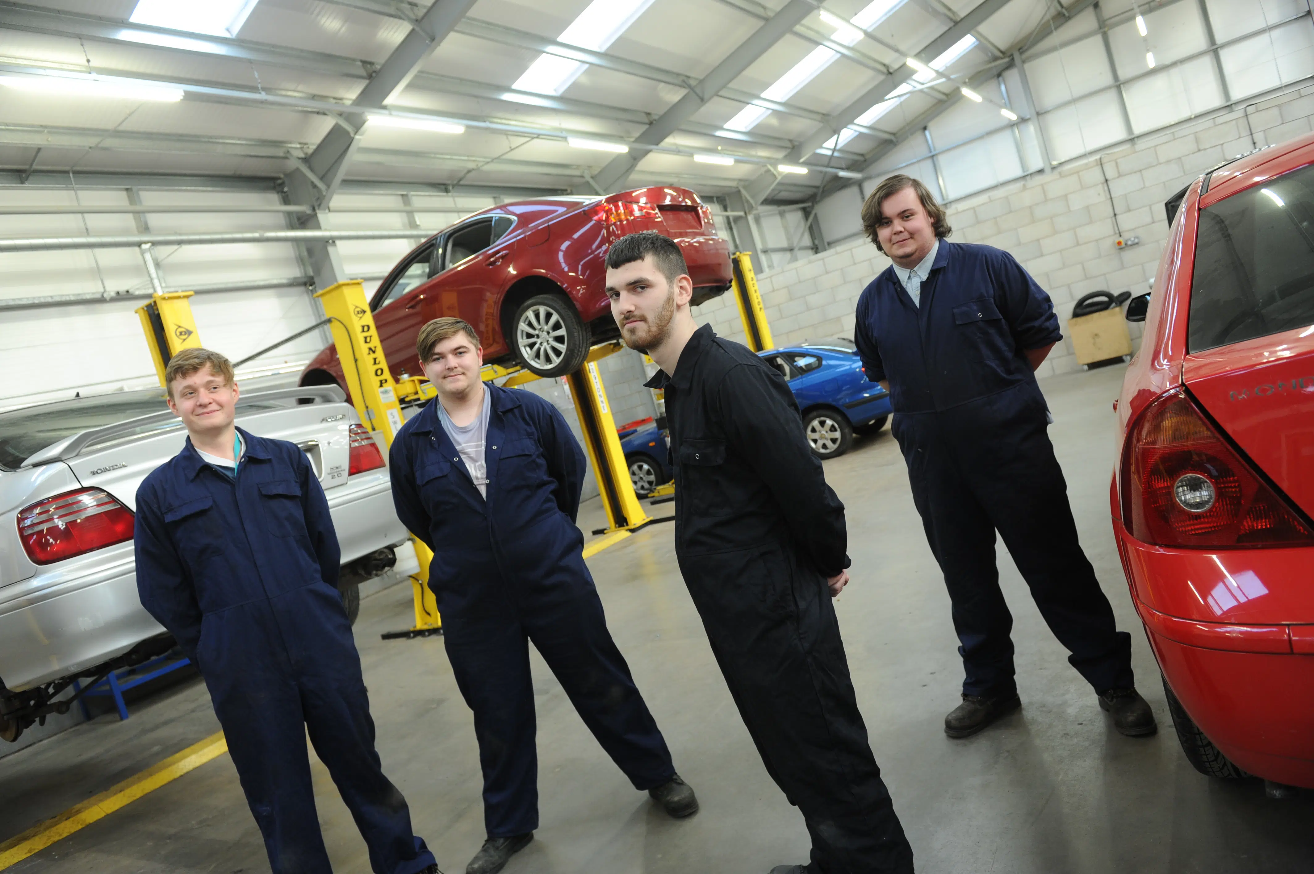 Motor Vehicle students in the College's workshop at stratford-upon-avon college