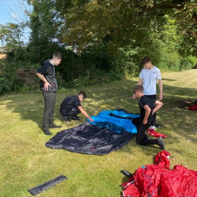 Publics services students putting up a tent