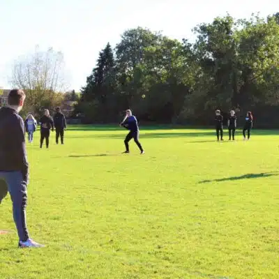 Students during Softball game at stratford-upon-avon college