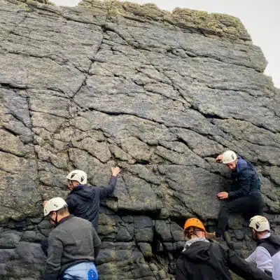 Students rock climbing on a trip run by at Stratford-upon-Avon College