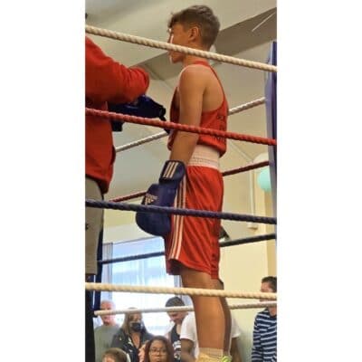 Sam Rossiter in the ring at Stratford-upon-Avon College