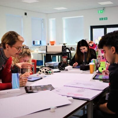 Michelle with students