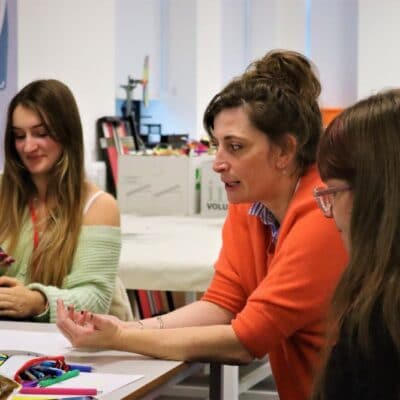 Andrea with students