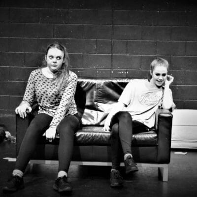 Shannon and Lorna on sofa