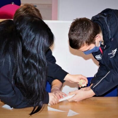 Students working on flares