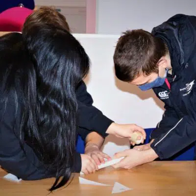 Students working on flares