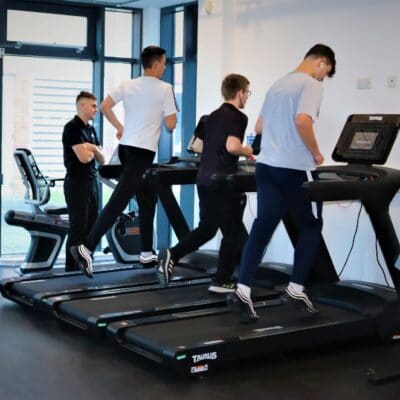 Sports students on treadmill