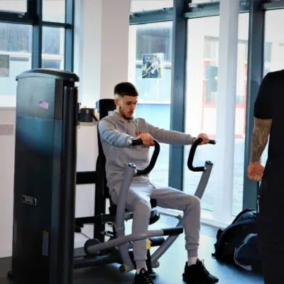 Sport student on push machine