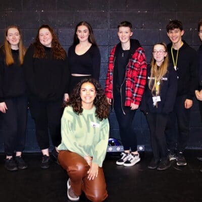 Olivia with the students