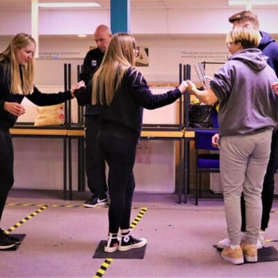 The students doing leadership and team work