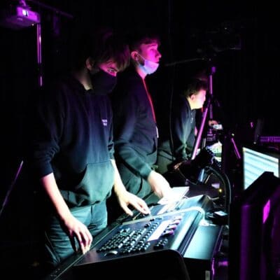 Students working on the tech at Stratford upon avon College