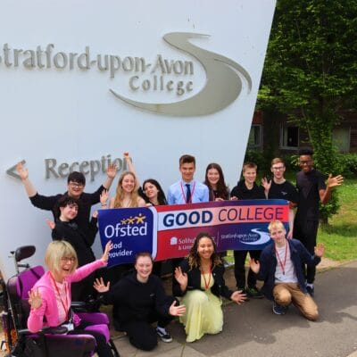 Students with Ofsted banner