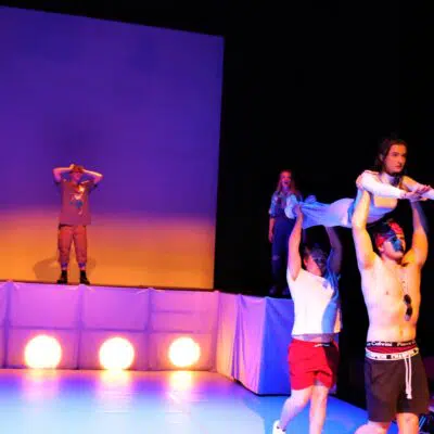 Shannon being lifted as flying