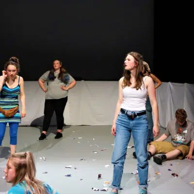 Cast on stage