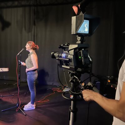 Musicians being filmed