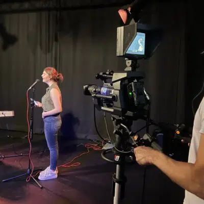 Musicians being filmed