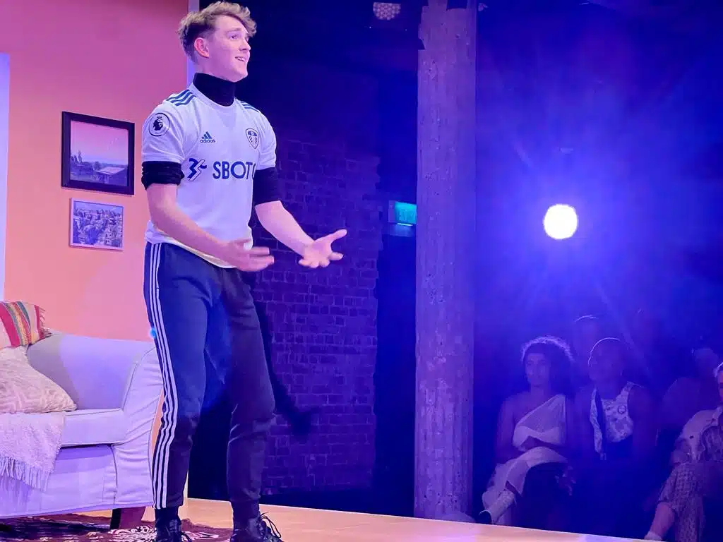 Simon performing monologue