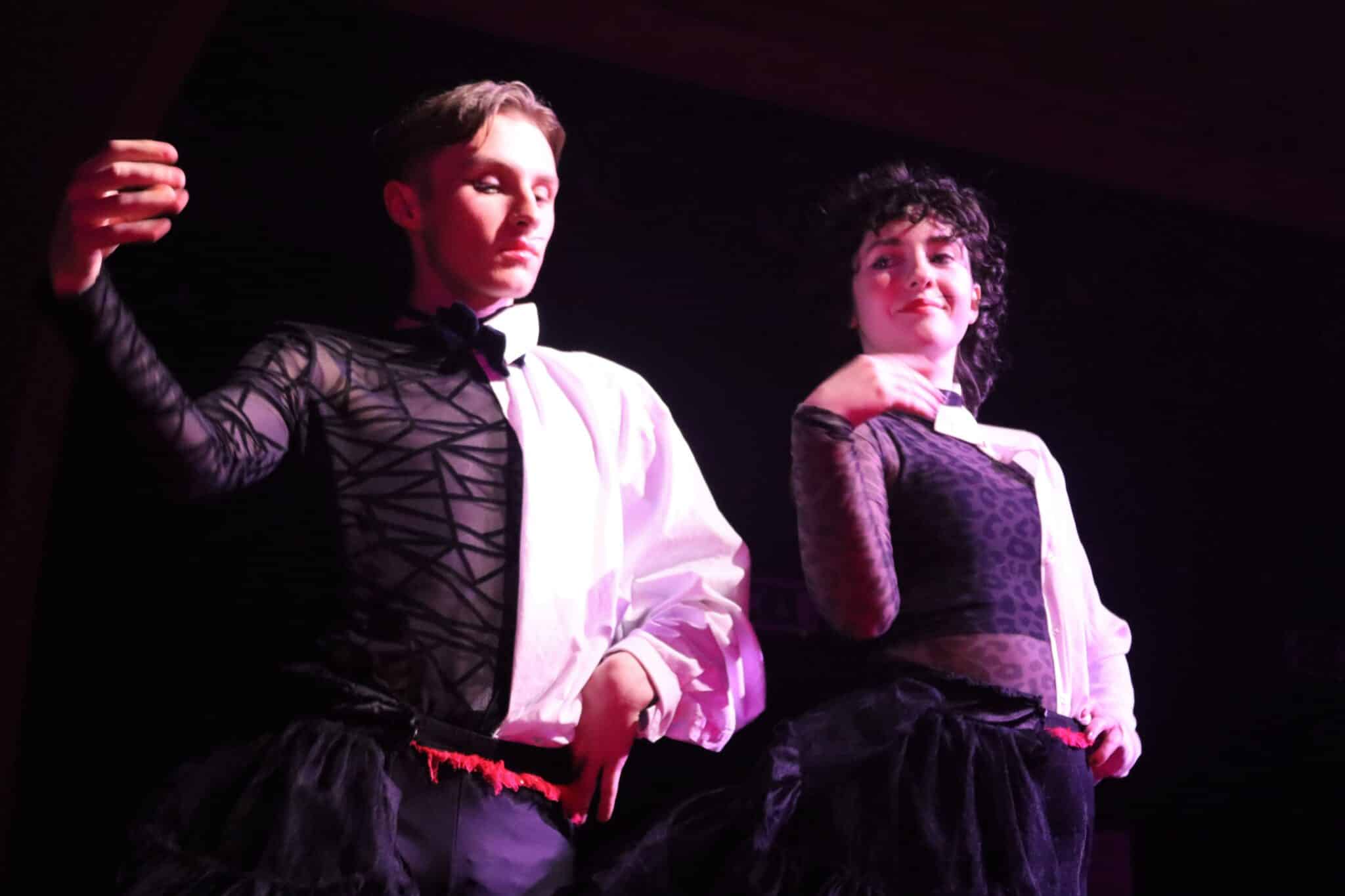 Students in half and half dance number