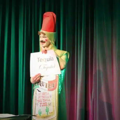 Student dressed as a tequila bottle