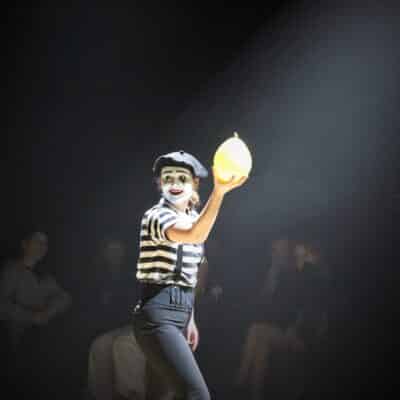 Student in mime act