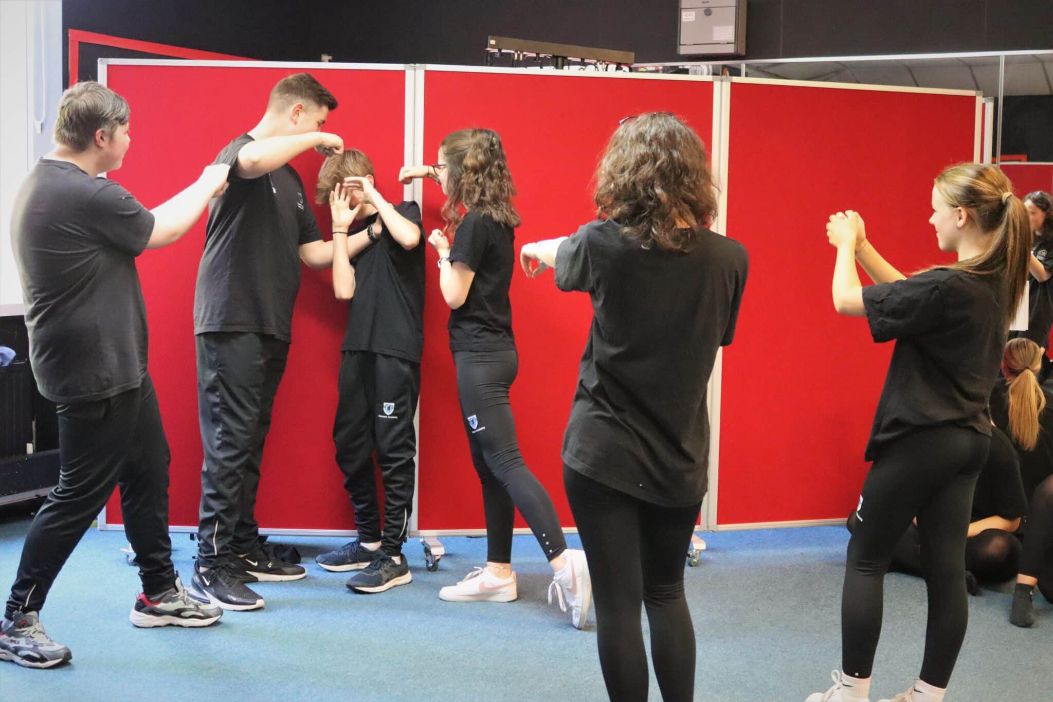 students in a freeze frame