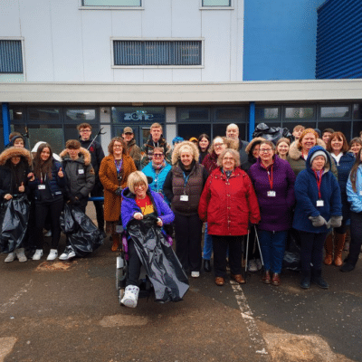 students from public services and foundation learning students before litterpick