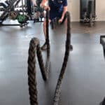 Stratford-upon-Avon College student uses training ropes.
