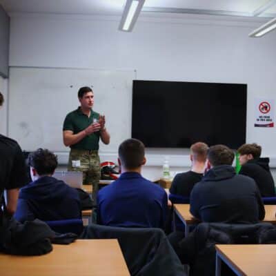 navy visits UPS students