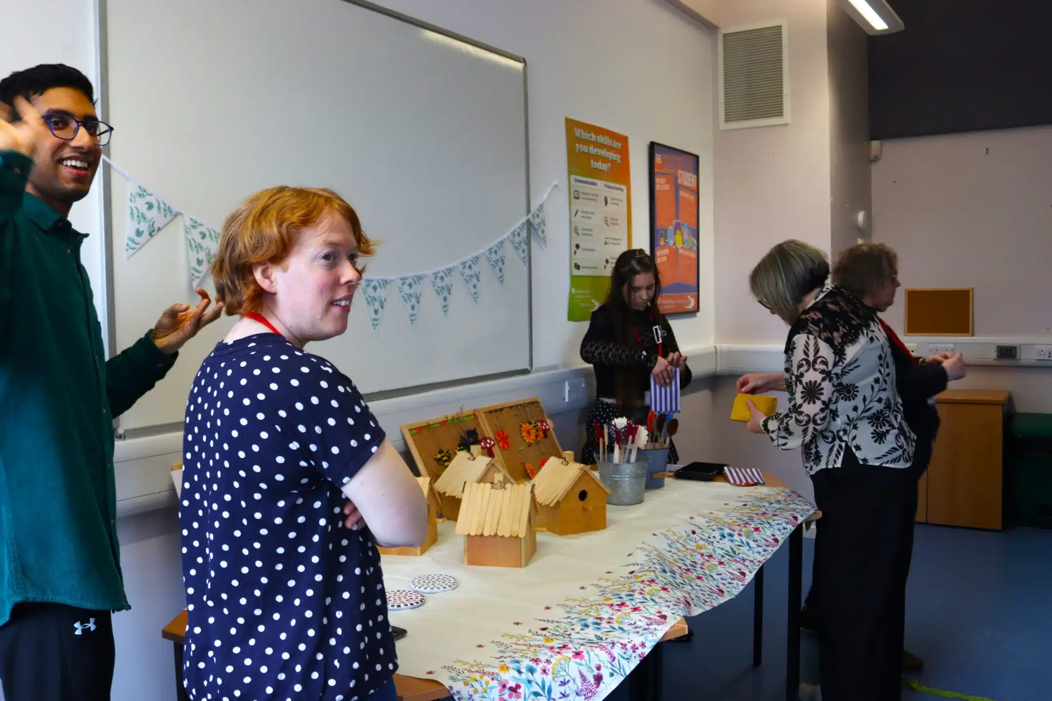 students selling easter items