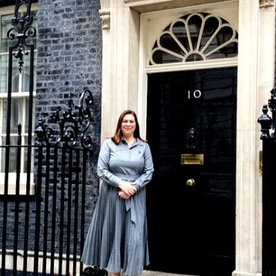 rebecca outside 10 downing street