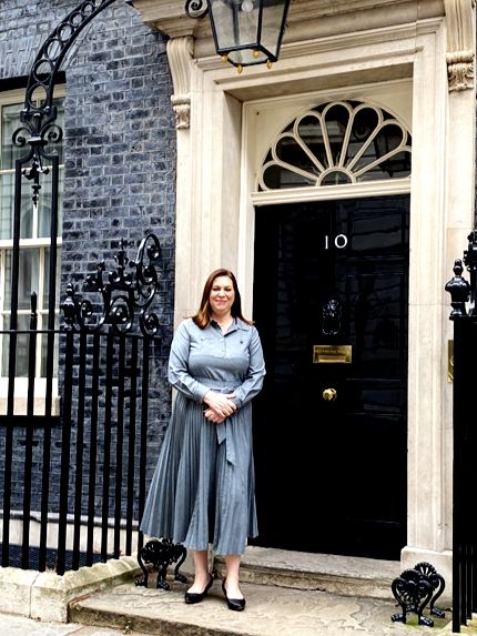 rebecca outside 10 downing street