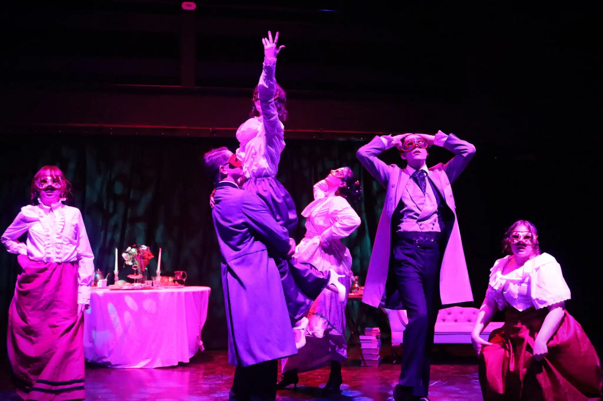 acting department students on stage dancing