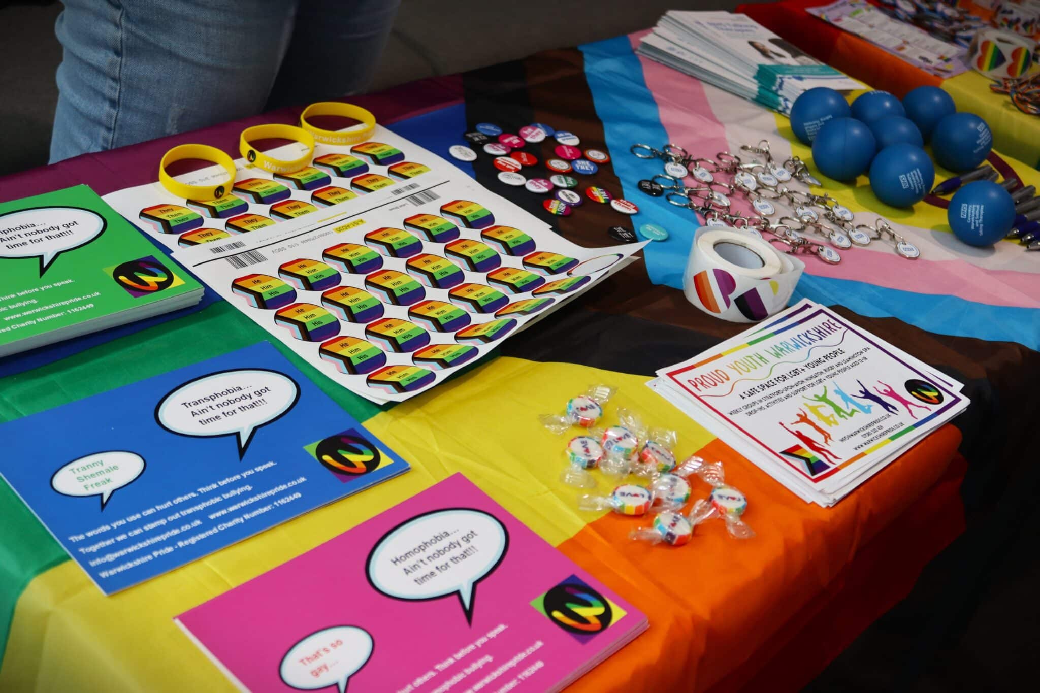 College celebrates Pride Month - stickers and candys