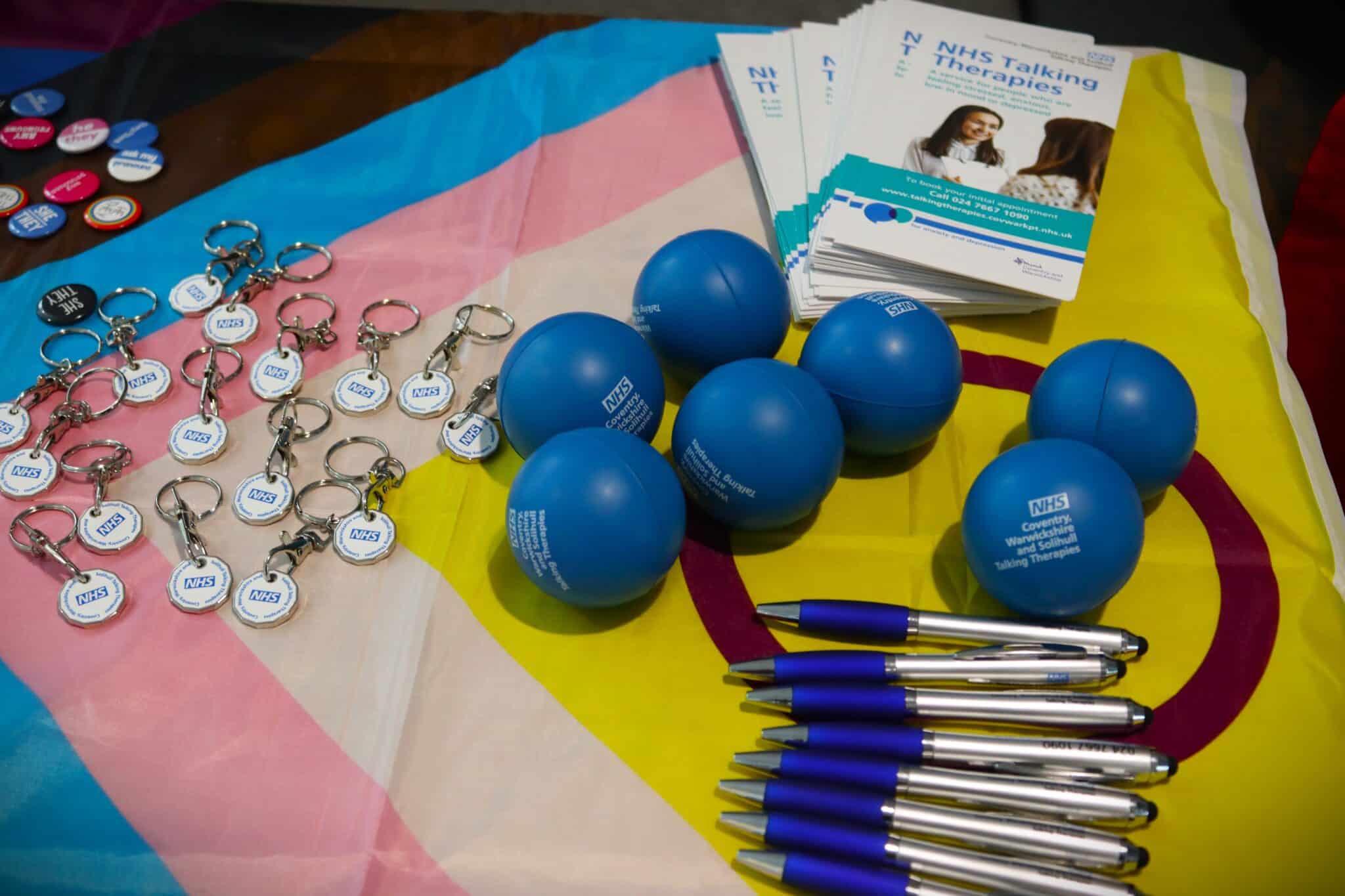 College celebrates Pride Month - stress balls and NHS therapies leaflets
