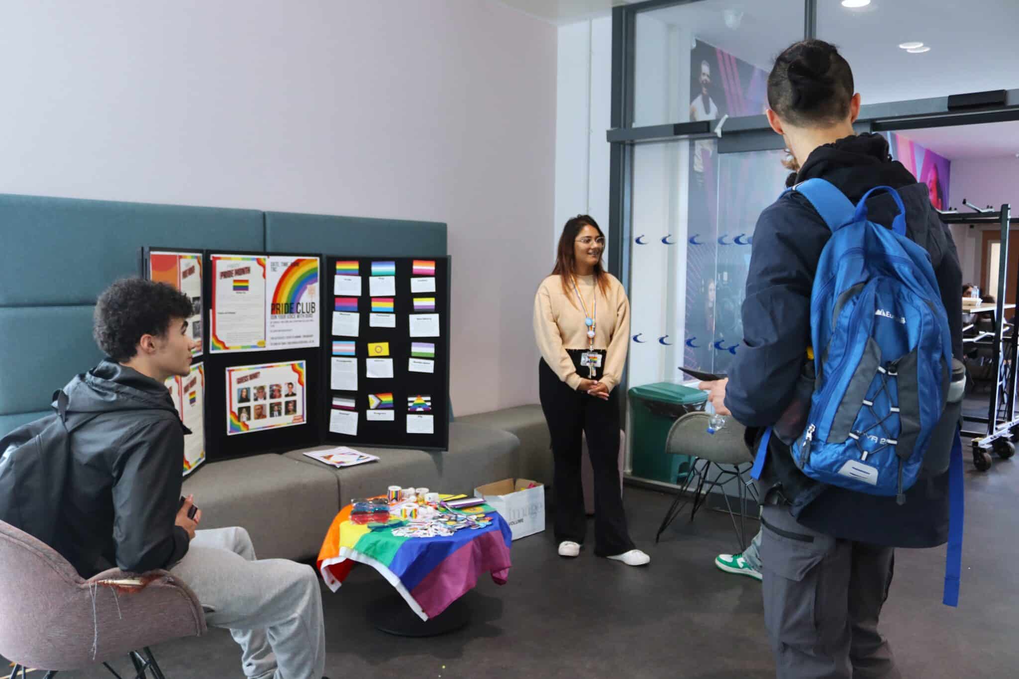 College celebrates Pride Month - students engaging and talking