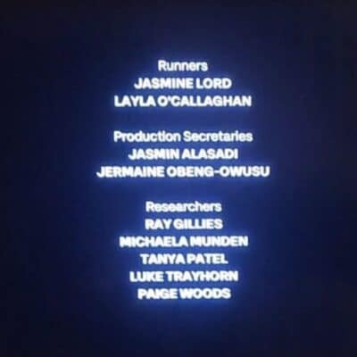 Credits of a TV show